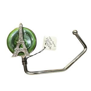 SPRING STREET PURSE HOOK BLACK PEARL RHINESTONE FLOWER HANDBAG HANGER